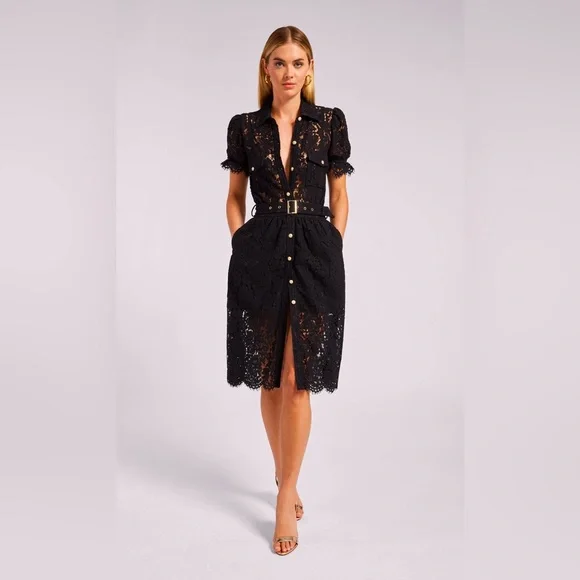 Burberry | Dresses | Burberry London Cali Lace Short Sleeve Evening Lace  Button Up Midi Dress | Poshmark